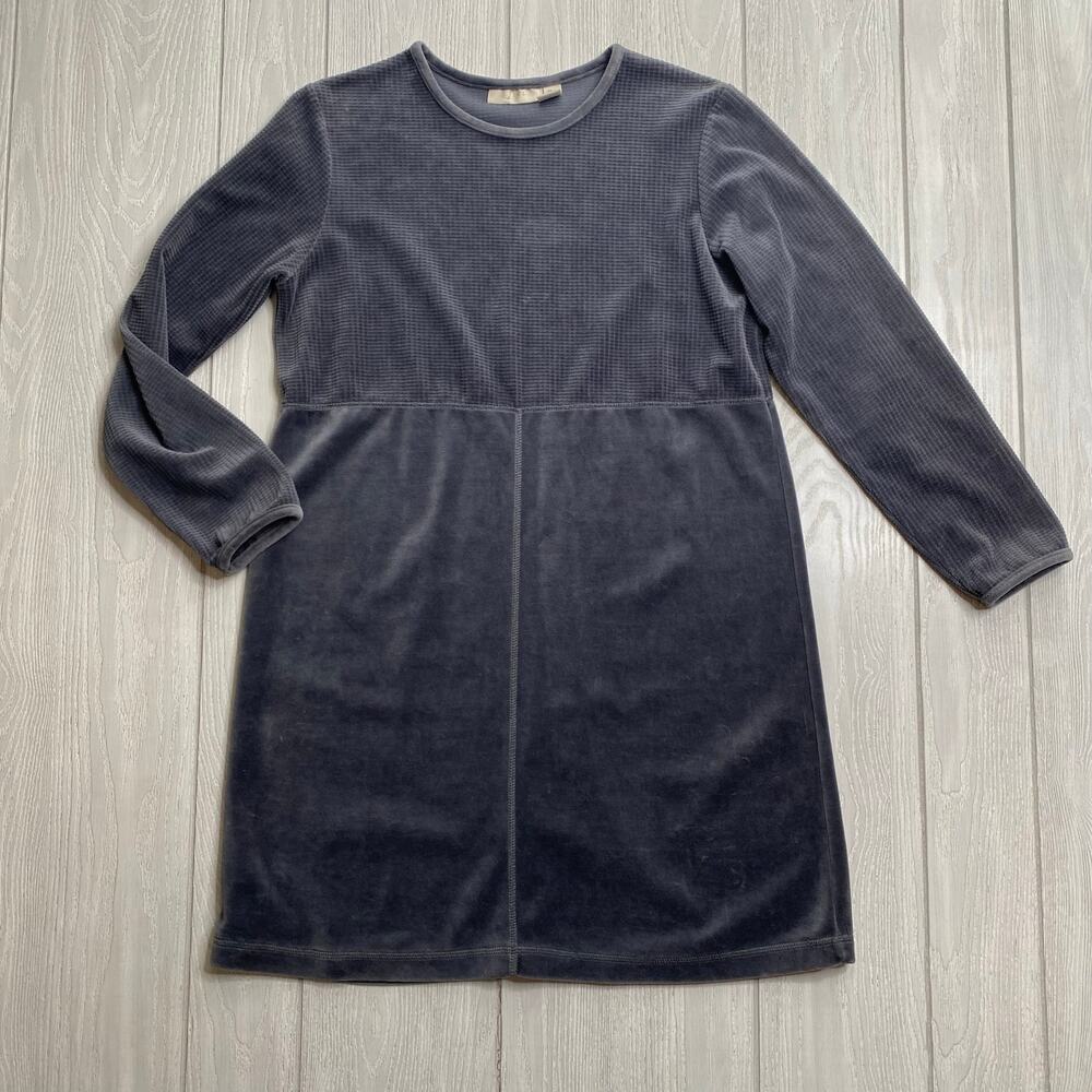 J Jill Women's 90s Vintage Grey Velour Long Sleeve Mini Dress Size Small Petite